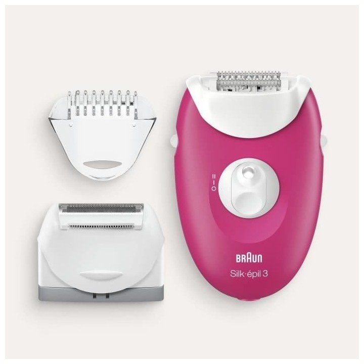 Braun Silk-épil 3 Épilateur Électrique Femme Rose Framboise, 3 Acc