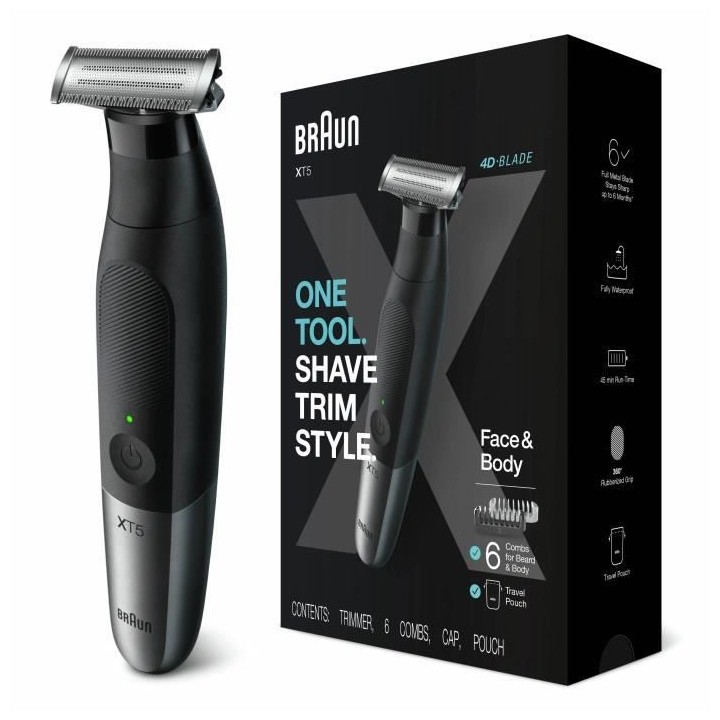 Braun Series XT5 Rasoir Électrique et Tondeuse Hybride Homme, pour vi