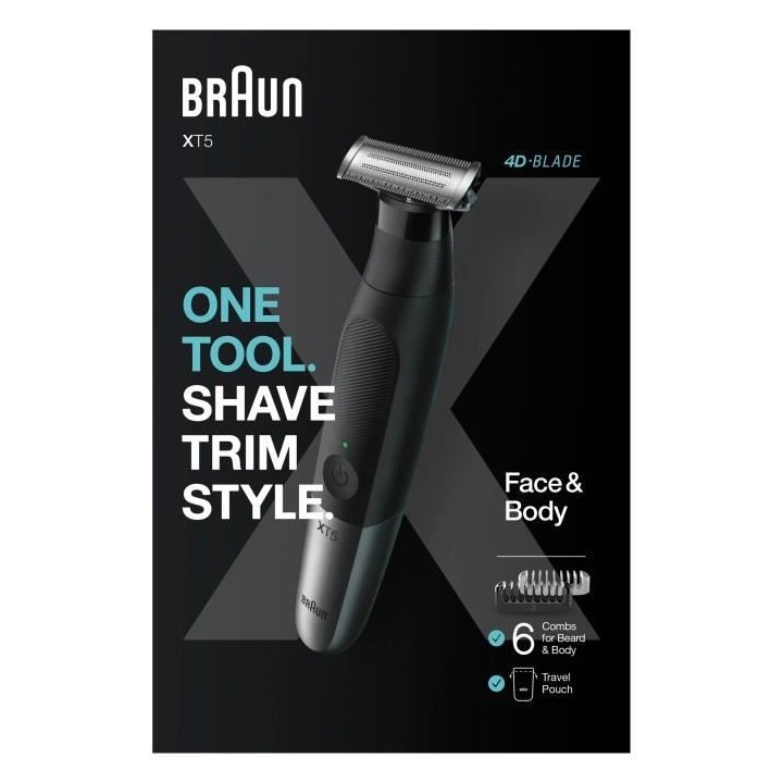 Braun Series XT5 Rasoir Électrique et Tondeuse Hybride Homme, pour vi