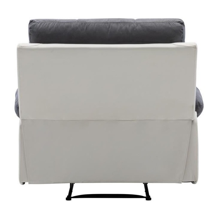Fauteuil Relax manuel - Tissu gris et Simili blanc - L 109 x P 94/158