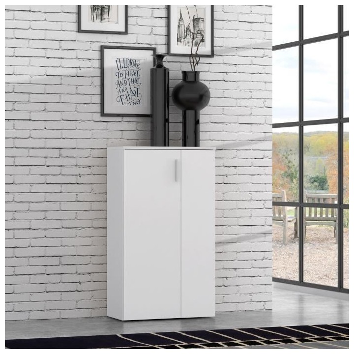 BOOTS Meuble a chaussures contemporain blanc mat - L 90 cm