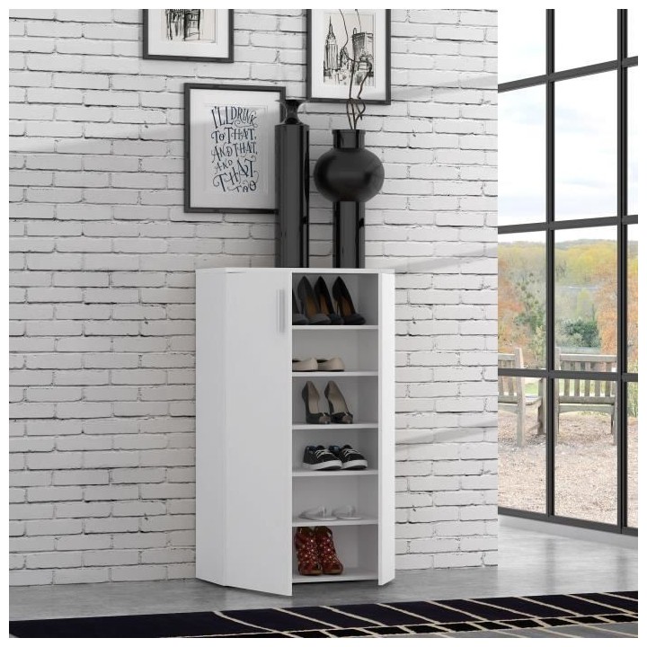 BOOTS Meuble a chaussures contemporain blanc mat - L 90 cm