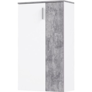 BOOTS Meuble a chaussures contemporain blanc mat et effet béton gris