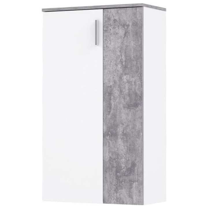 BOOTS Meuble a chaussures contemporain blanc mat et effet béton gris