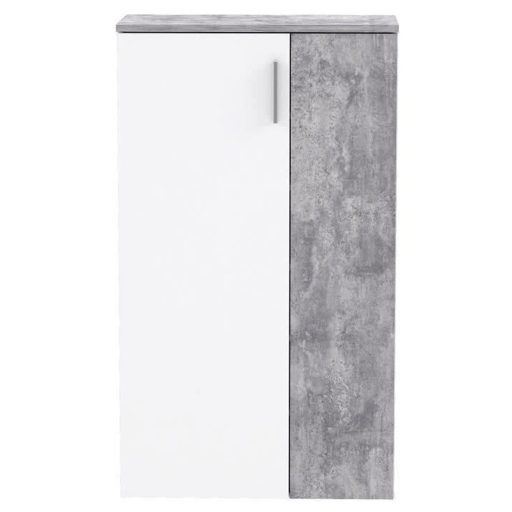 BOOTS Meuble a chaussures contemporain blanc mat et effet béton gris