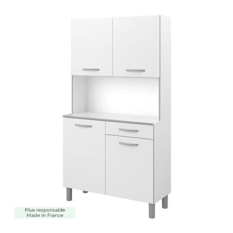 Buffet de cuisine - Blanc - Contemporain - 4 portes - READY - L 101 cm