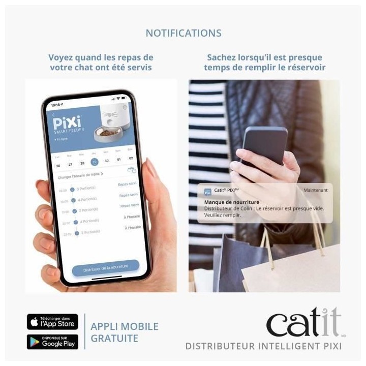 CATIT - PIXI Distributeur de croquettes connecté pour chat - 1,2 kg (