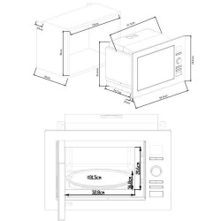 Micro-ondes grill encastrable CONTINENTAL EDISON CEMO25GEB2 Noir L59,5 x H38,8 x P40 cm 25L