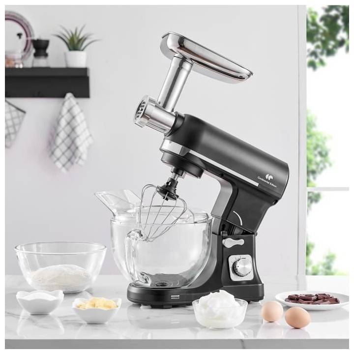 Robot Pâtissier CONTINENTAL EDISON - RP1000GB - 1000 watts - Noir bol