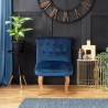 JODIE Fauteuil crapaud - Pieds en bois - Velours bleu - L 56 x P 63 x H 73 cm