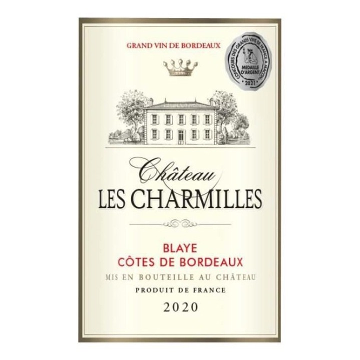 Château Les Charmilles 2020 Blaye Côtes de Bordeaux - Vin rouge de B