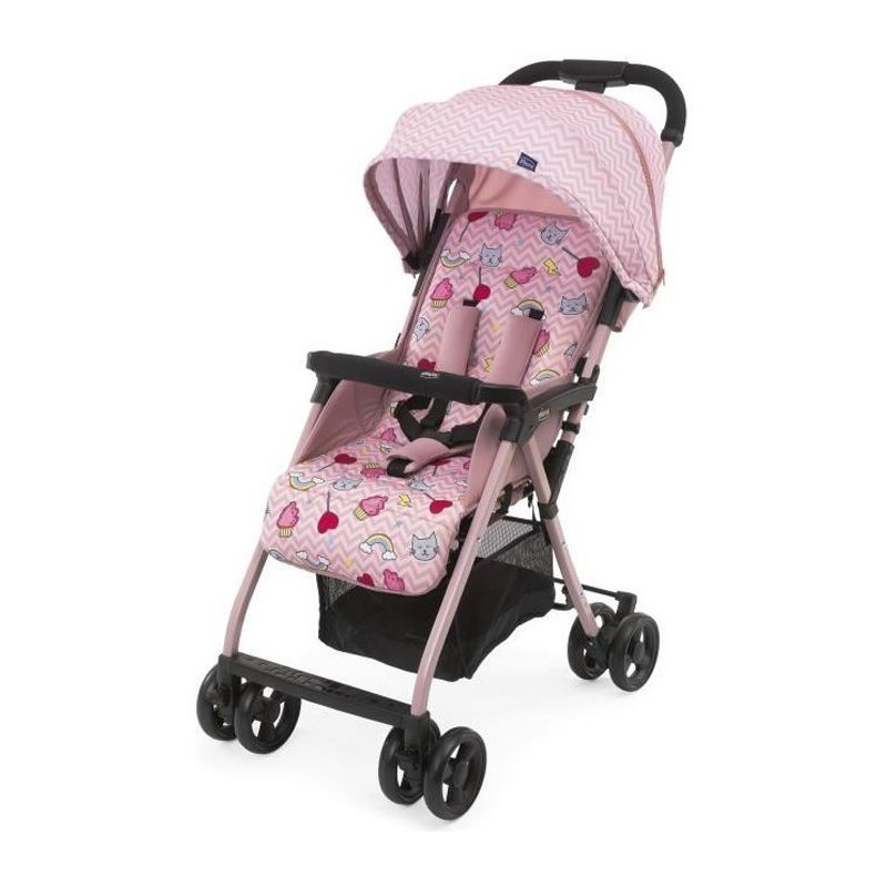 CHICCO Poussette compacte Ohlala 3 - Des la naissance - Jusqu'a 15kg - Dossier inclinable - Arceau de sécurité - Candy pink