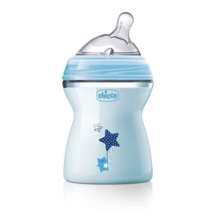 CHICCO Biberon NaturalFeeling 250ml - Tétine inclinée - 1m+ - flux m