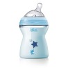 CHICCO Biberon NaturalFeeling 250ml - Tétine inclinée - 1m+ - flux moyen - bleu décoré