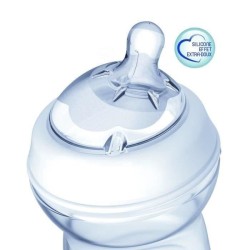 CHICCO Biberon NaturalFeeling 250ml - Tétine inclinée - 1m+ - flux moyen - bleu décoré