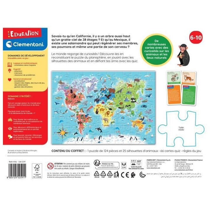 CLEMENTONI - PRESCHOOL GAMES - a la découverte du monde -52591. Dimen