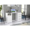 BILBAO Bureau 1 porte 4 tiroirs - Décor papier blanc - L 125 x P 50 x H 75 cm