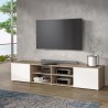 Meuble TV PILVI - Blanc et chene - L 180 x P 42 x H 37 cm