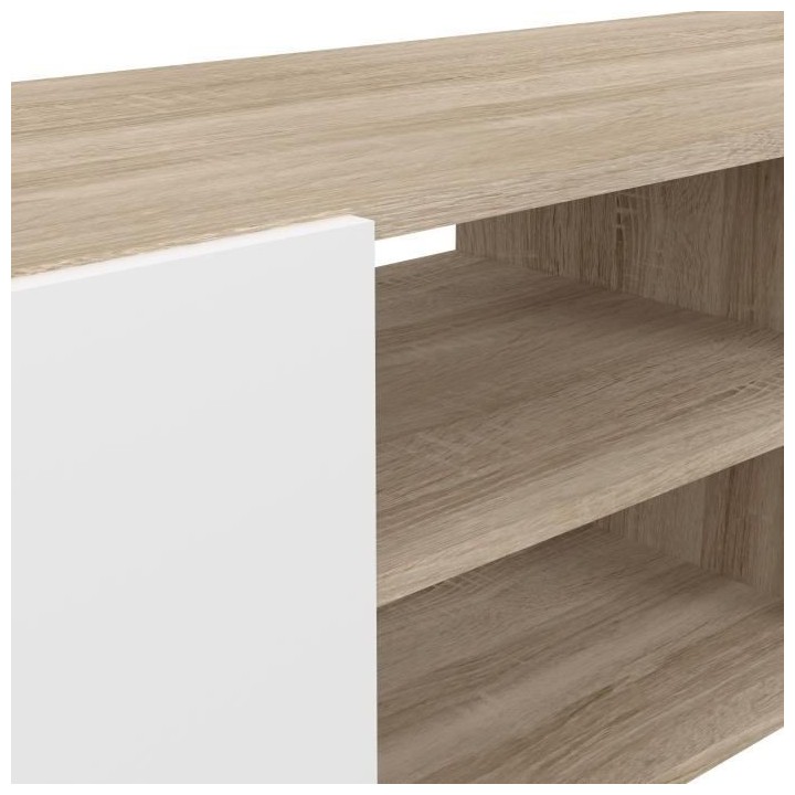 Meuble TV PILVI - Blanc et chene - L 180 x P 42 x H 37 cm