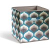 COMPO Boîte de rangement/tiroir pour meuble en tissu - 27 x 27 x 28 cm - Motif 70's - Bleu et gris