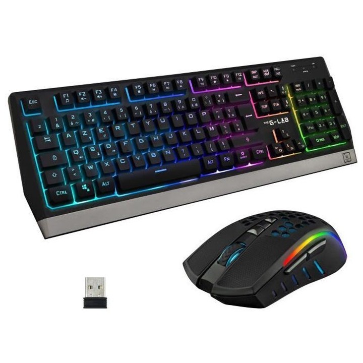 THE GLAB Pack Gaming TUNGSTEN Sans fil - Clavier + Souris - Français