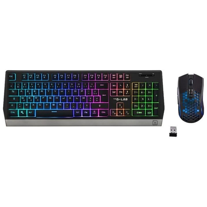 THE GLAB Pack Gaming TUNGSTEN Sans fil - Clavier + Souris - Français