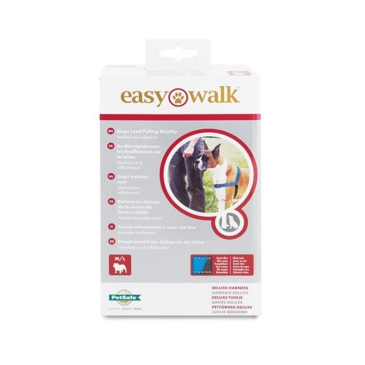 PetSafe - Harnais pour Chien Deluxe Easy Walk (M/L), Réfléchissant,