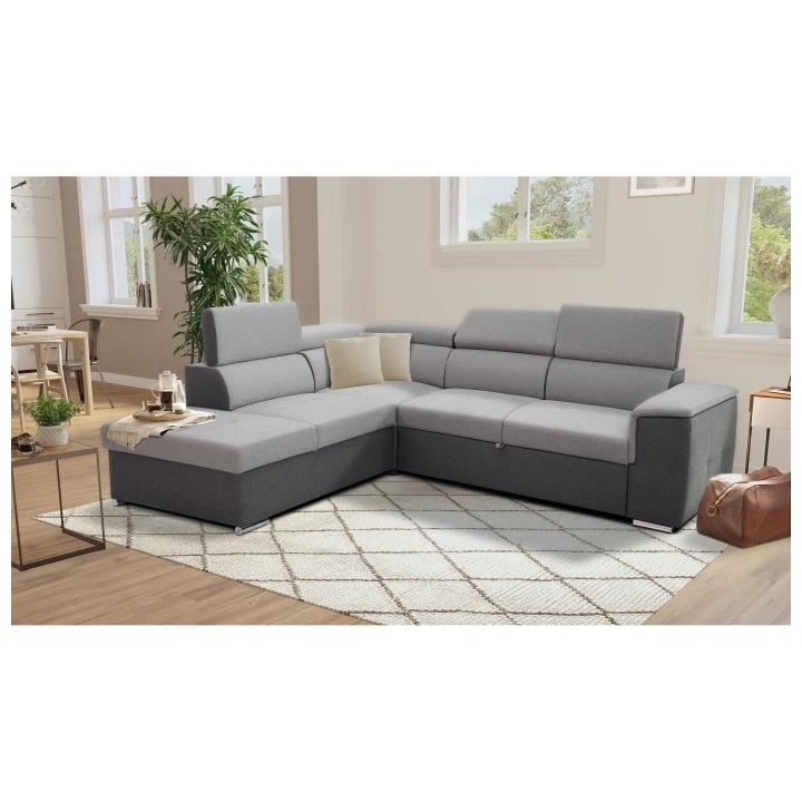 Canapé d'angle convertible panoramique 5 places DAYTONA - Tissu Malmo