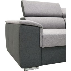 Canapé d'angle convertible panoramique 5 places DAYTONA - Tissu Malmo anthracite/gris -Coffre de rangement - L 260 x P 218 x H