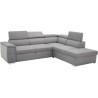 Canapé d'angle convertible panoramique 5 places DAYTONA - Tissu Malmo gris - Coffre de rangement - L 260 x P 218 x H 77 cm