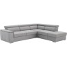 Canapé d'angle convertible panoramique 5 places DAYTONA - Tissu Malmo gris - Coffre de rangement - L 260 x P 218 x H 77 cm