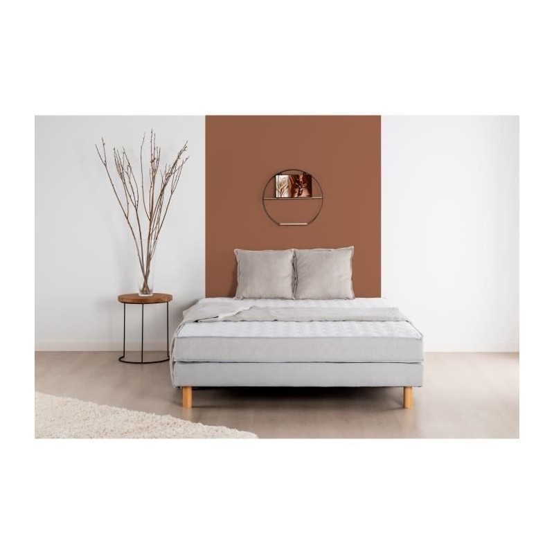 DEKO DREAM AIRFLEX Ensemble Matelas 160x200 cm + Sommier - Mousse - 5 zones - 15 cm - Ferme