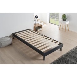 DEKO DREAM Sommier EASYKIT 90x190 cm - 12 lattes - Pieds hetre - Encastrable - Anthracite