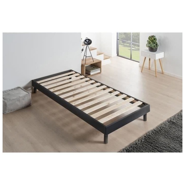 DEKO DREAM Sommier EASYKIT 90x190 cm - 12 lattes - Pieds hetre - Encas