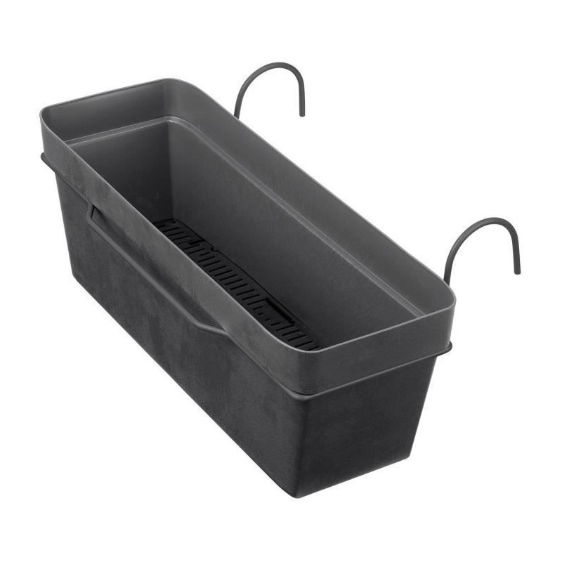 DEROMA Kit jardiniere Like anthracite avec réserve d'eau - Coloris gris anthracite - 49x28cm