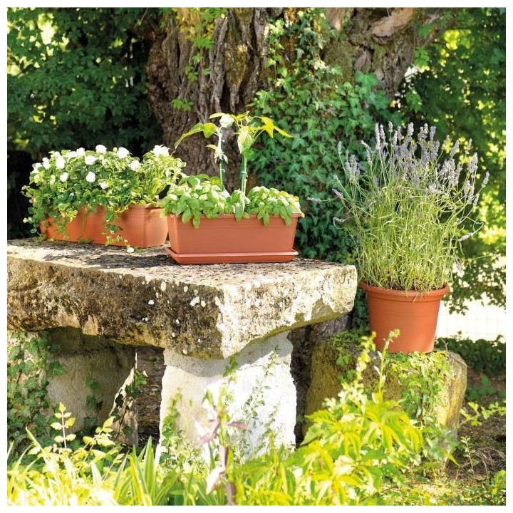 DEROMA Pot de fleurs rond Day R cotto - Coloris terre rouge - 40cm