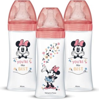 Dodie Lot de 3 Biberons Anti colique Sensation+, Minnie, 330 ml, +6 Mo