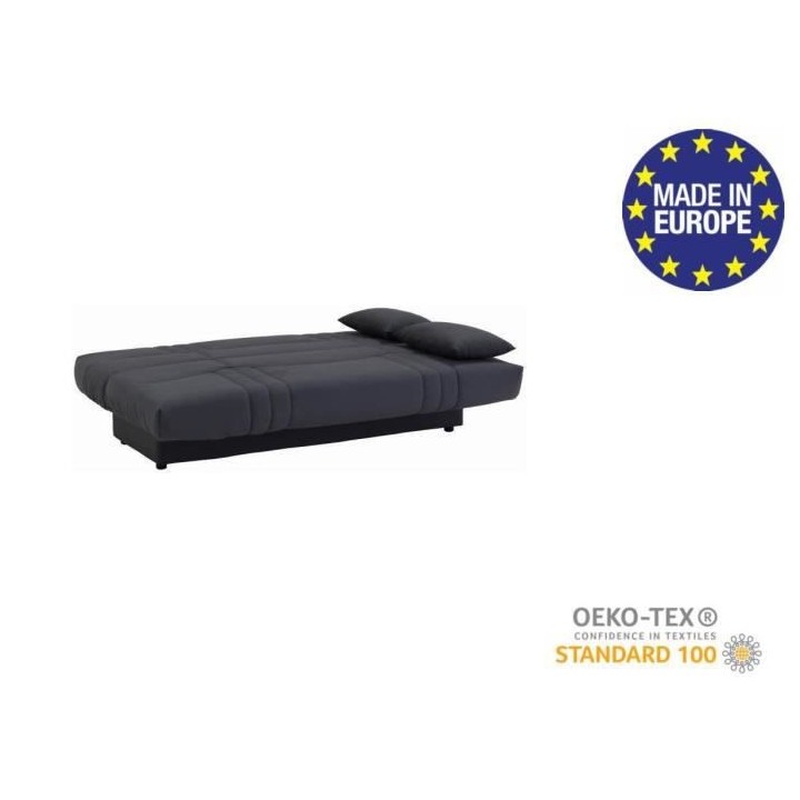 Banquette clic clac 3 places - Tissu gris anthracite - L 190 x P 92 cm