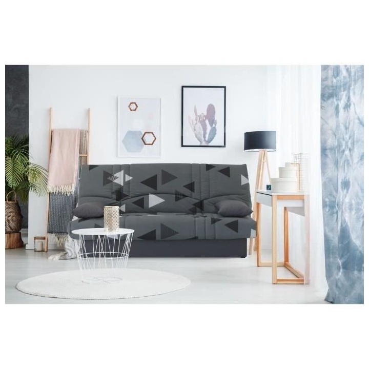 Banquette clic clac 3 places - tissu Bikini gris - Style contemporain