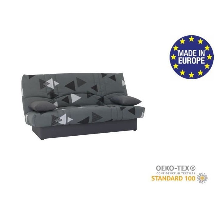 Banquette clic clac 3 places - tissu Bikini gris - Style contemporain