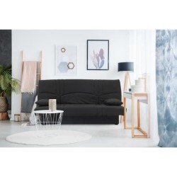 Banquette clic clac 3 places - Tissu noir - L 190 x P 92 cm - DREAM - Style Contemporain