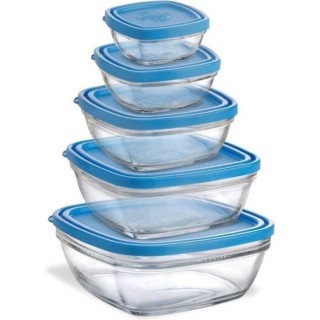 DURALEX - Freshbox TRA Service Carré 5 pieces - avec Couvercle Bleu -