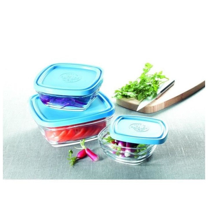DURALEX - Freshbox TRA Service Carré 5 pieces - avec Couvercle Bleu -