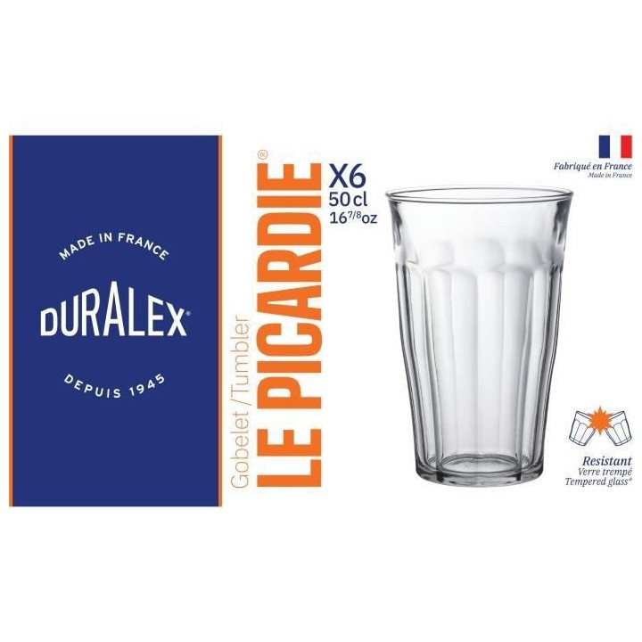 DURALEX - Picardie Transparent - Gobelet FH 50 cl - verre trempé