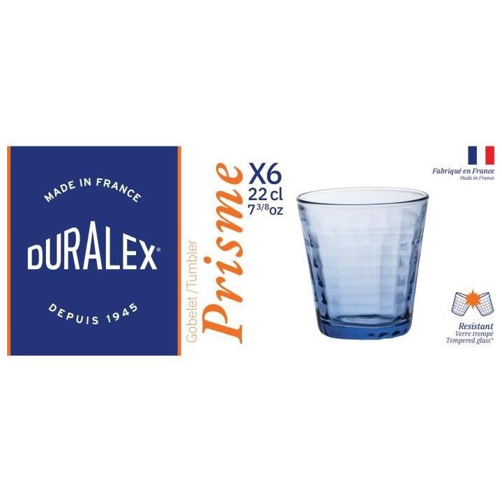 DURALEX - Prisme Marine - Gobelet 22 cl - verre trempé