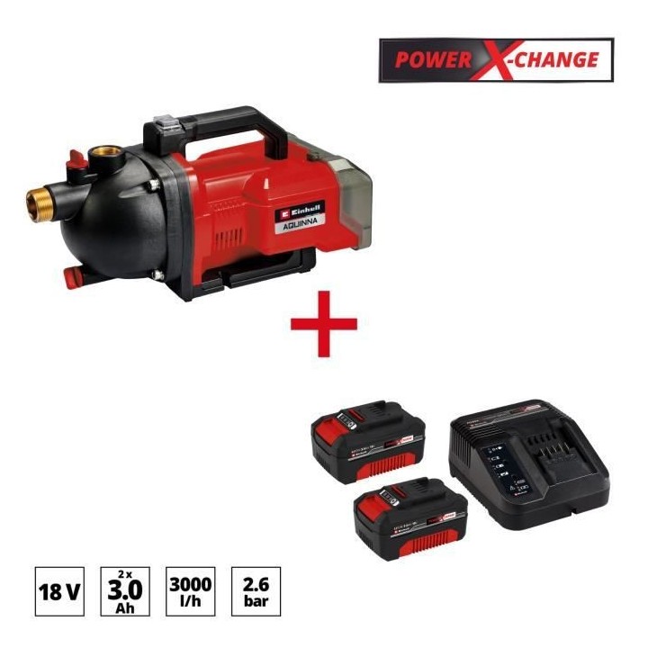 Pompe d'arrosage AQUINNA + Starter Kit 2x3,0Ah Double Chargeur - Power