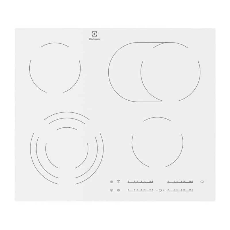 ELECTROLUX - EHF6547IW1 - Table de cuisson vitrocéramique - 4 foyers - 7100W - L59cm x P52cm - Blanc