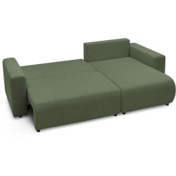 BOBOCHIC - Canape d'angle convertible réversible ELVI - 4 places - 282 x 153 x 95 cm - Vert