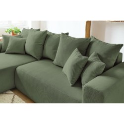 BOBOCHIC - Canape d'angle convertible réversible ELVI - 4 places - 282 x 153 x 95 cm - Vert