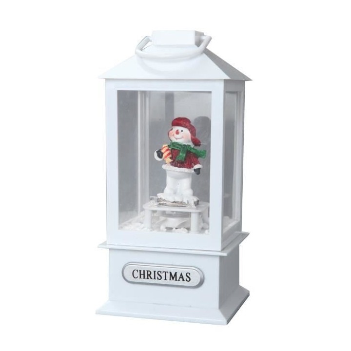 Lanterne de Noël avec bonhomme de neige - Animation flocons & musique
